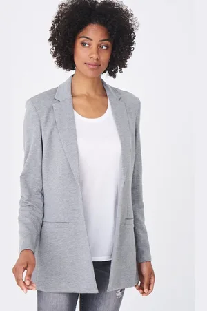 REPEAT cashmere Lange blazer van sweatshirtstof