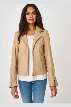 REPEAT cashmere Dames biker jas van leer
