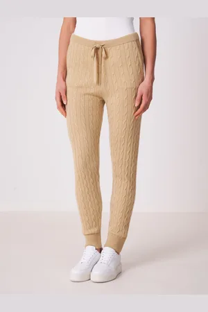 REPEAT cashmere Broek met fijn kabelpatroon
