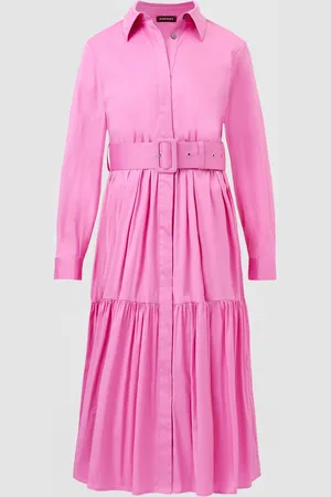 REPEAT cashmere Gelaagde hemdjurk van katoenmix met ceintuur