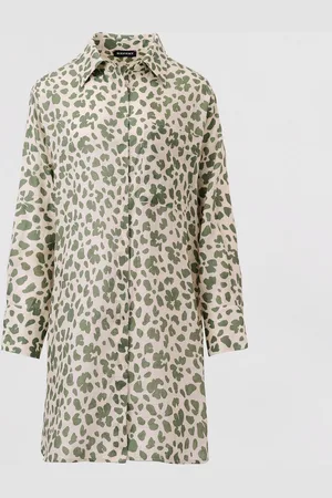 REPEAT cashmere Overhemdjurk met bloemenprint