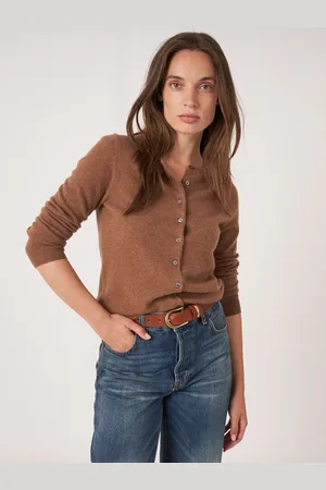 REPEAT cashmere Basic organisch cashmere vest met ronde hals
