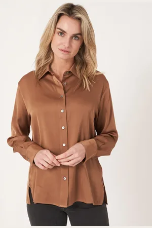 REPEAT cashmere Zijden overhemd met borstzakje en zijsplitten