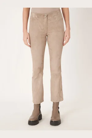 REPEAT cashmere Korte bootcut broek van suède