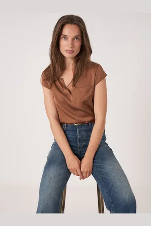 REPEAT cashmere Top met borstzakje