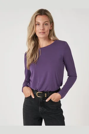 REPEAT cashmere Basic damestop met lange mouwen