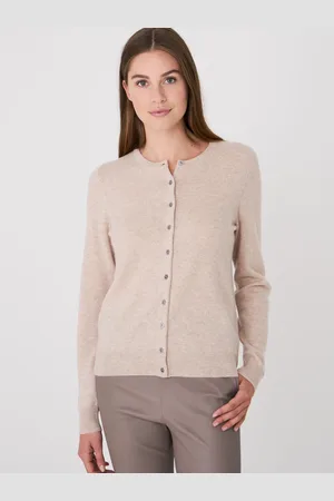 REPEAT cashmere Basic cashmere cardigan met ronde hals