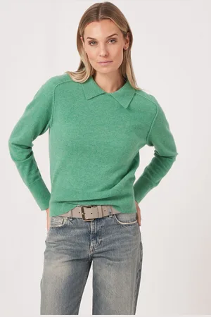 REPEAT cashmere Fijn gebreide cashmere trui met polokraag