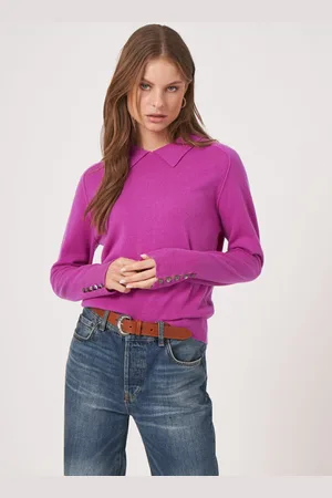 REPEAT cashmere Fijn gebreide cashmere trui met polokraag