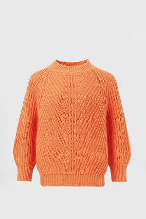 REPEAT cashmere Grof gebreide trui met korte pofmouwen