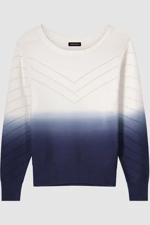 REPEAT cashmere Gebreide katoenen trui met dip dye print en pointelle details