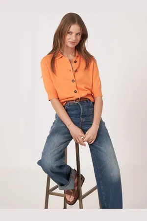 REPEAT cashmere Gebreid vest met korte mouwen en polokraag