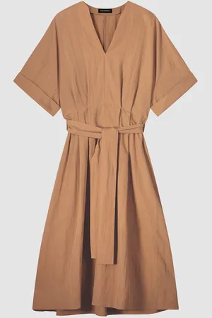 REPEAT cashmere Jurk met wijde mouwen en ceintuur