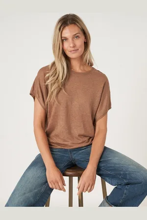 REPEAT cashmere Poncho gebreide zuiver linnen trui met knopen op schouder