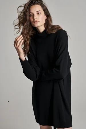 REPEAT cashmere Cashmere jurk met opstaande kraag