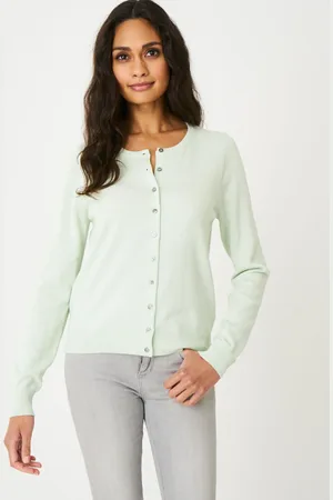 REPEAT cashmere Basic fijn gebreid cardigan in katoenmix