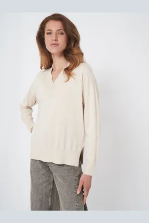 REPEAT cashmere Super fijn gebreide V-hals trui van cashmere mix