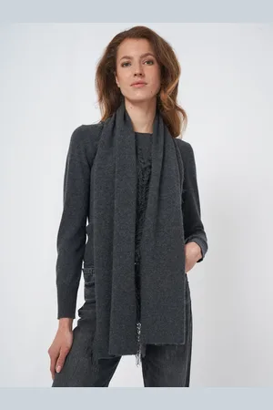 REPEAT cashmere Sjaal met franjes van biologisch cashmere