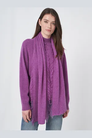 REPEAT cashmere Sjaal met franjes van biologisch cashmere