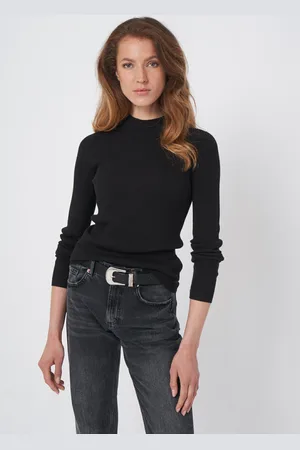 REPEAT cashmere Fijn ribgebreide coltrui van katoenmelange