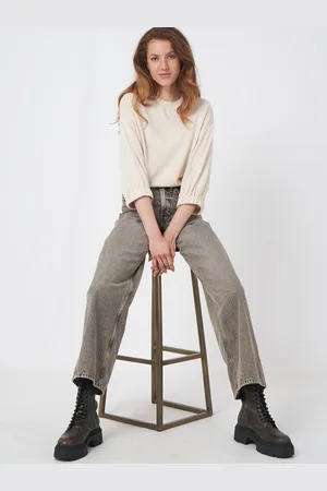 REPEAT cashmere Super fijn gebreide trui met oversized mouwen van cashmere mix