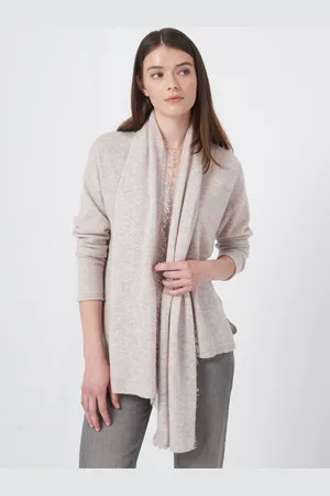 REPEAT cashmere Sjaal met franjes van biologisch cashmere
