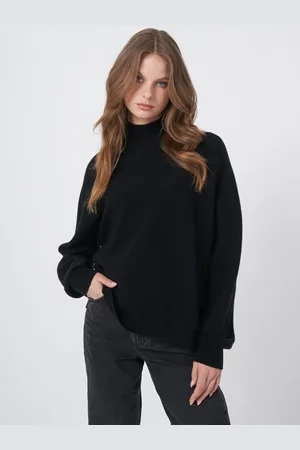 REPEAT cashmere Trui met hoge kraag van cashmere mix naadloos gebreid