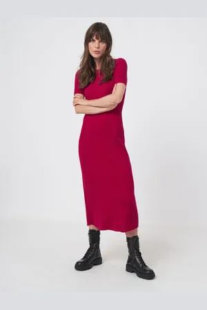 REPEAT cashmere Truijurk met korte mouwen van geribd breisel