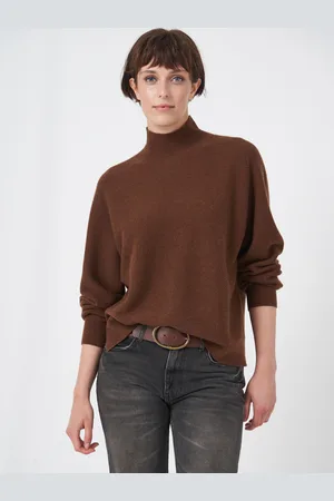REPEAT cashmere Trui met hoge kraag van cashmere mix naadloos gebreid