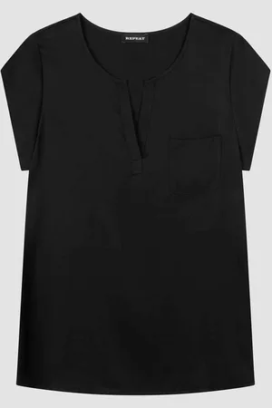 REPEAT cashmere Top met borstzakje