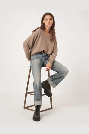REPEAT cashmere Naadloos gebreide ronde hals cashmere trui