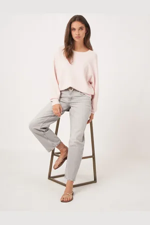 REPEAT cashmere Naadloos gebreide ronde hals cashmere trui