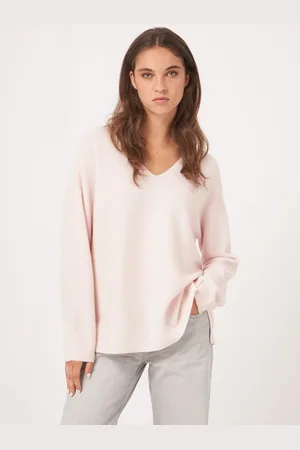 REPEAT cashmere Naadloos gebreide cashmere trui met V-hals
