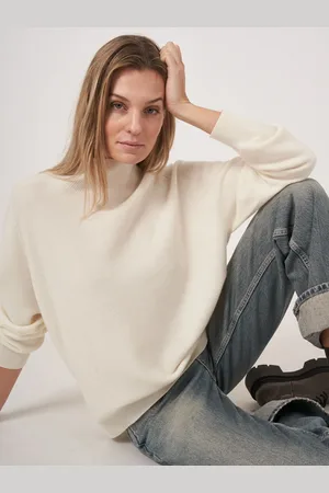 REPEAT cashmere Trui met hoge kraag van cashmere mix naadloos gebreid