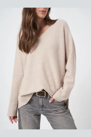 REPEAT cashmere Naadloos gebreide cashmere trui met V-hals