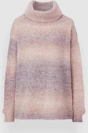 REPEAT cashmere Grof gebreide space-dye trui met brede opstaande kraag