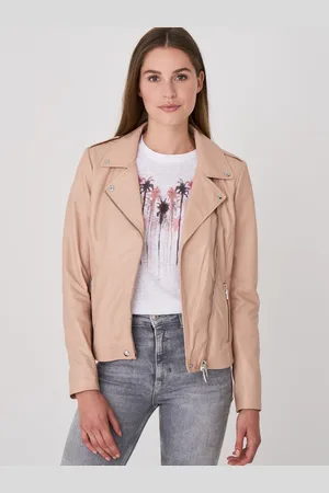 REPEAT cashmere Leren biker jas