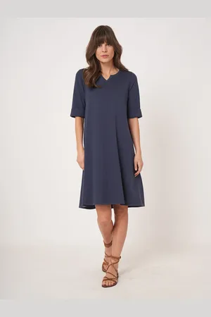 REPEAT cashmere Fijn gebreide jurk van katoenmix
