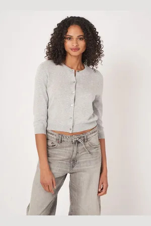 REPEAT cashmere Kort vest met ronde hals van katoenmix