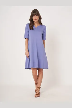 REPEAT cashmere Fijn gebreide jurk van katoenmix