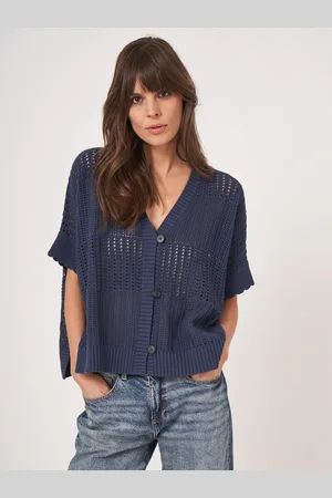 REPEAT cashmere Ajour poncho cardigan