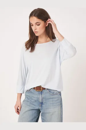 REPEAT cashmere Top met 3/4 Vleermuismouwen