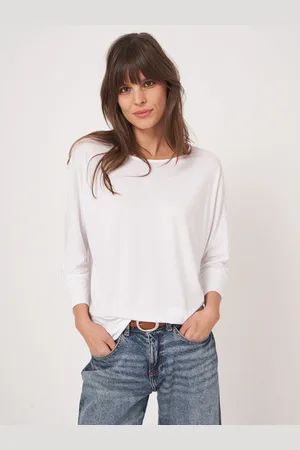 REPEAT cashmere Top met 3/4 Vleermuismouwen