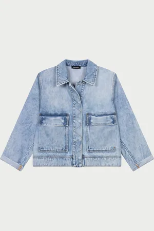 REPEAT cashmere Denim jasje met oversized zakken