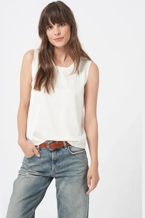 REPEAT cashmere Zijden top met ribgebreid detail