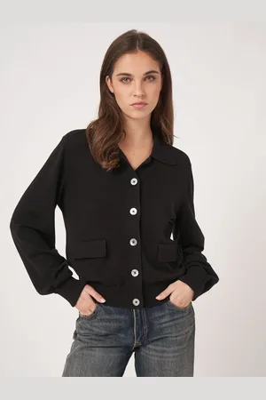 REPEAT cashmere Fijn gebreid vest met polokraag van katoenmix