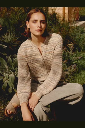 REPEAT cashmere Meerkleurig vest met textuur van Italiaans katoen