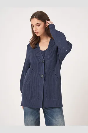 REPEAT cashmere Middellang grof gebreid vest