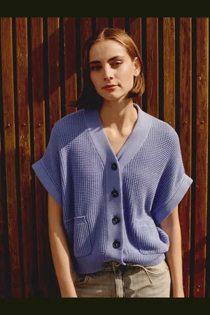 REPEAT cashmere Oversized gebreid gilet met zakken