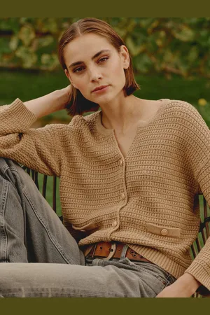 REPEAT cashmere Cardigan met textuur van zuiver katoen